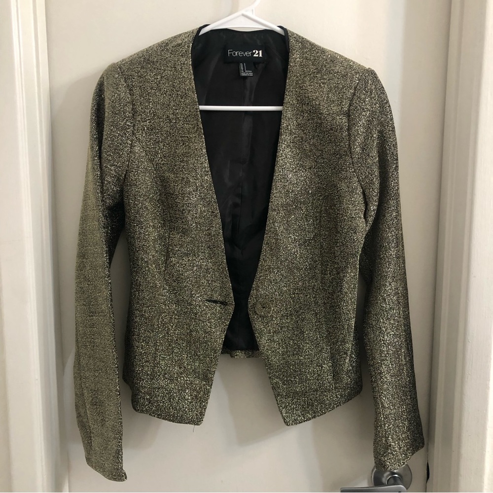 Forever 21 Gold & Black Glitter Shimmer Blazer
